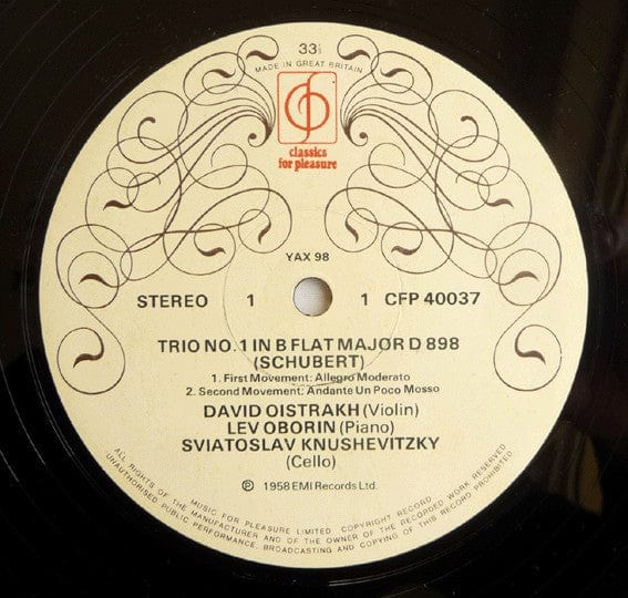 Franz Schubert - David Oistrakh Trio - Trio No. 1 In B Flat Major, Op.99 (D.898) (LP, Album, RE) - Funky Moose Records 2906737963- Used Records