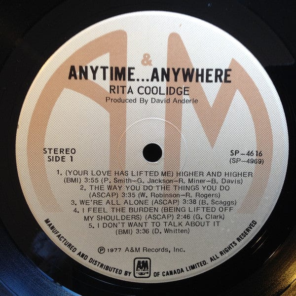 Rita Coolidge - Anytime...Anywhere (LP, Album) - Funky Moose Records 2729365699-LOT009 Used Records