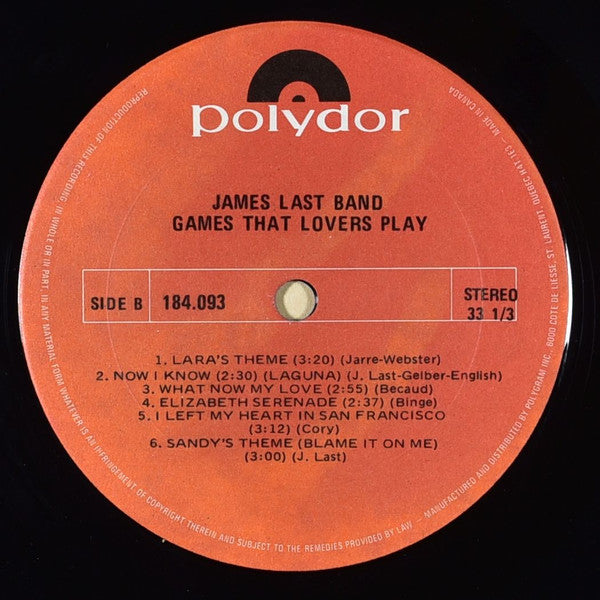 James Last Band* : Games That Lovers Play (LP, Album, RE)