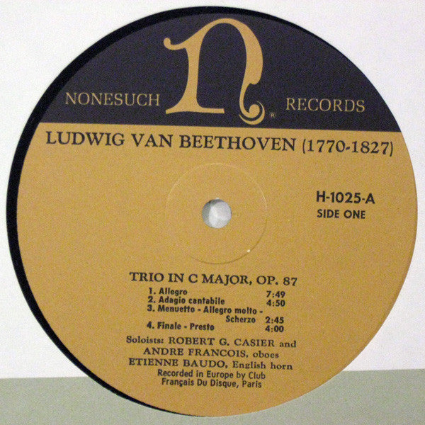 Ludwig van Beethoven : Trio In C Major, Op. 87 / Sextet In E Flat Major, Op. 71 (LP, Album, Mono)