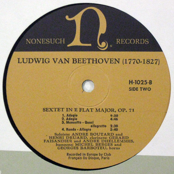 Ludwig van Beethoven : Trio In C Major, Op. 87 / Sextet In E Flat Major, Op. 71 (LP, Album, Mono)